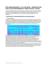 des monographies a la synthese : presentation des villes ...