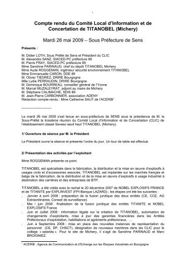 Compte rendu du Comité Local d'Information et de Concertation de ...