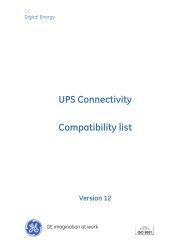UPS Software compatibility list - GE Industrial Systems