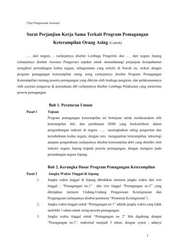 Surat Perjanjian Kerja Sama Terkait Program Pemagangan ...