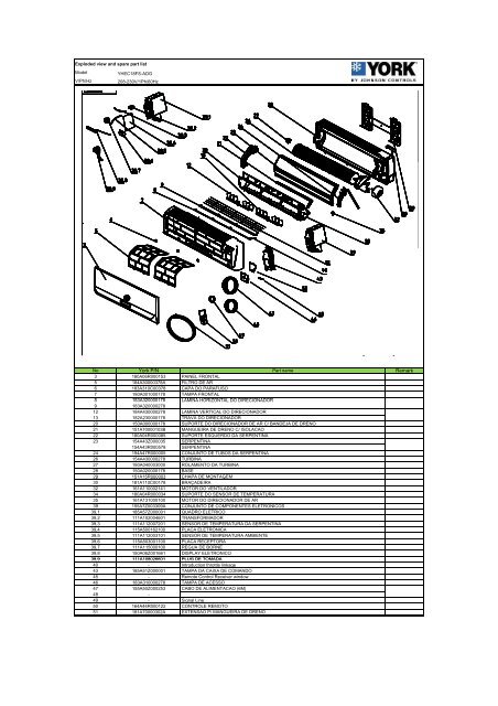 Lista de PeÃ§as / Vistas Explodidas - High Wall ... - Johnson Controls