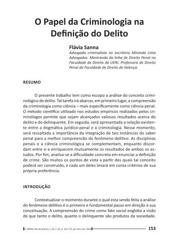 O Papel da Criminologia na DefiniÃ§Ã£o do Delito - Emerj