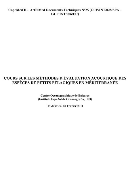 Cours sur les mÃ©thodes d'Ã©valuation acoustique ... - Fao - Copemed