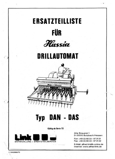 Ersatzteilliste Drillmaschine DAN-DAS ab 1972 als PDF zum ...