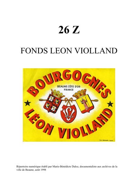 fonds LÃ©on Violland - Beaune