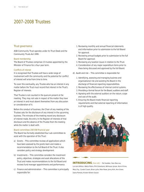 2008 Annual Report - ASB Community Trust