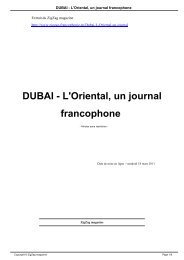 DUBAI - L'Oriental, un journal francophone - ZigZag magazine