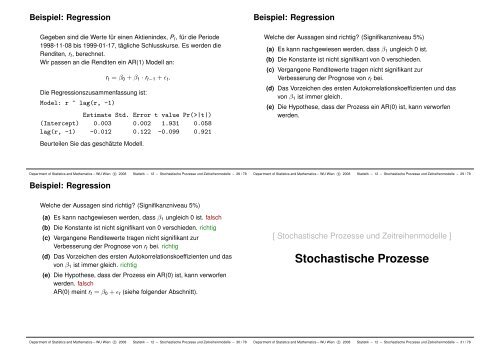 Stochastische Prozesse und Zeitreihenmodelle - Institute for ...