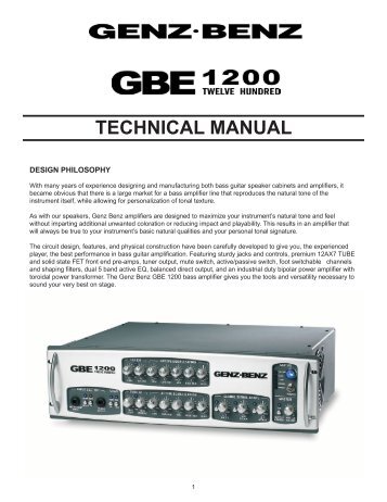 GBE 1200 Technical Manual - Genz Benz