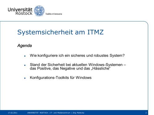 Systemsicherheit am ITMZ - IT- und Medienzentrum - Universität ...