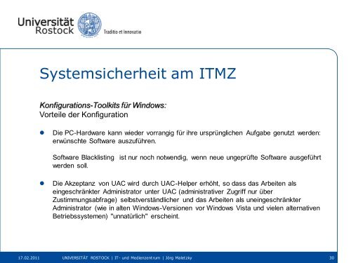 Systemsicherheit am ITMZ - IT- und Medienzentrum - Universität ...
