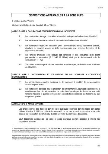 DISPOSITIONS APPLICABLES A LA ZONE 6UPB - Massy