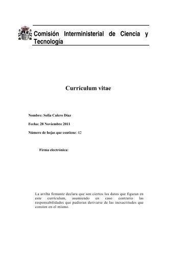 Comisión Interministerial de Ciencia y Tecnología Currículum vitae