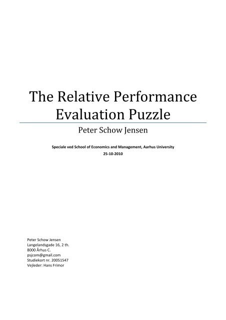 The Relative Performance Evaluation Puzzle