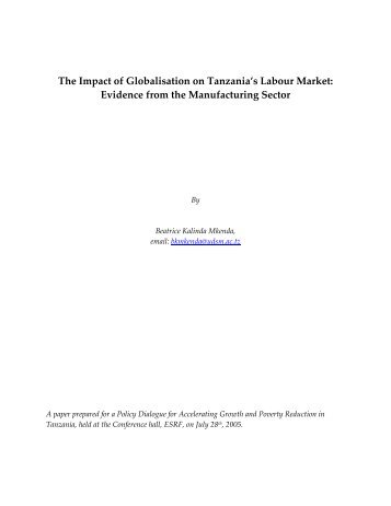 The Impact of Globalisation on Tanzania's Labour Market: Evidence ...