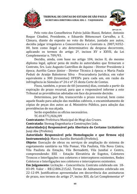 ata da 20Âª sessÃ£o ordinÃ¡ria da primeira cÃ¢mara, realizada em 05 de ...