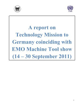 Technology Mission to Germany and EMO 2011 - UNIDO-ICAMT