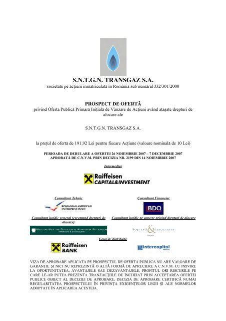 Prospect de oferta publica initiala Transgaz - Kmarket.ro