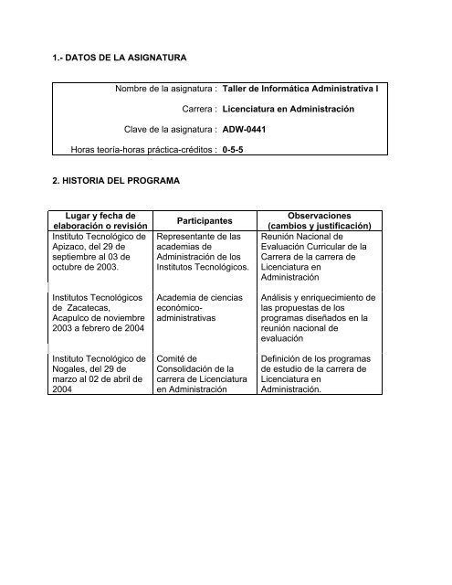 Taller de InformÃ¡tica Administrativa I - Manual Normativo AcadÃ©mico ...