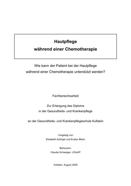 Hautpflege während einer Chemotherapie