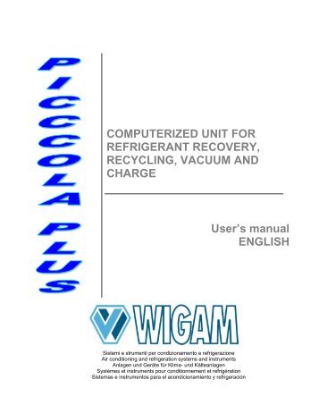 COMPUTERIZED UNIT FOR REFRIGERANT RECOVERY ... - Wigam