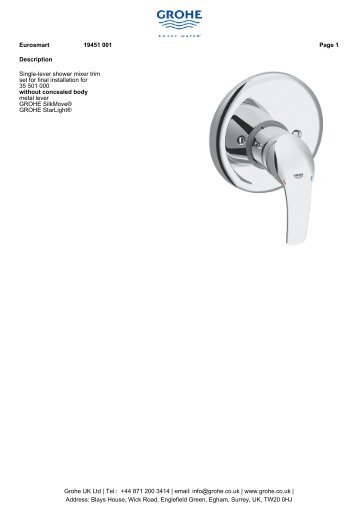 Description Single-lever shower mixer trim set for final ... - GROHE