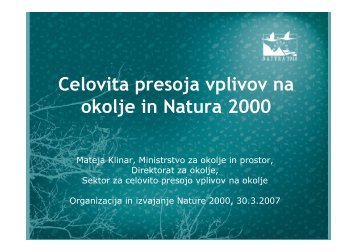 predstavitev izkušenj, Mateja Klinar, Ministrstvo za ... - Natura 2000