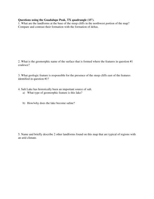 Lab 9: Eolian and Arid Region Landforms - Classes