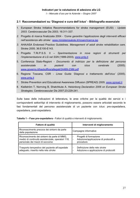 indicatori per la valutazione di adesione alle linee guida