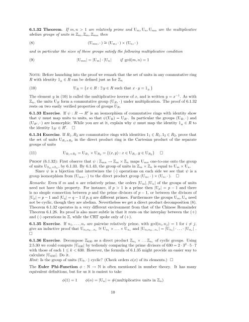 Algebra I: Section 6. The structure of groups. 6.1 Direct products of ...