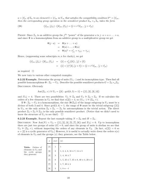 Algebra I: Section 6. The structure of groups. 6.1 Direct products of ...