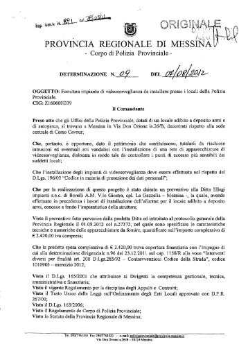 determinazione n. 9 del 7 agosto 2012 - quadernidelvaldemone.it