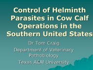 Control of Helminth Parasites in Cow Calf Operations in the ...