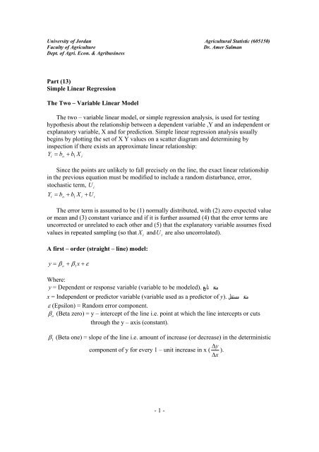 Part 13- Simple linear regression - The University of Jordan