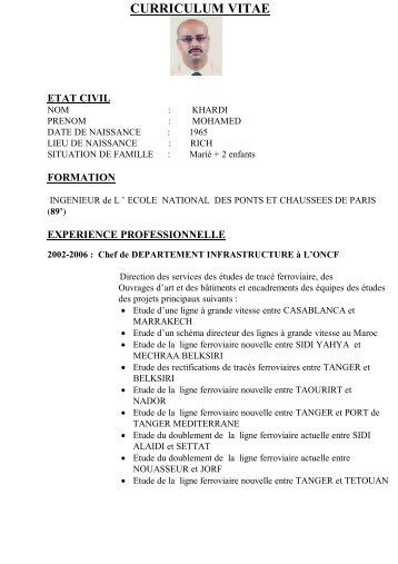 curriculum vitae etat civil