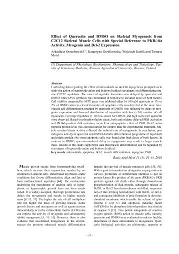 Effect of Quercetin and DMSO on Skeletal Myogenesis from C2C12 ...