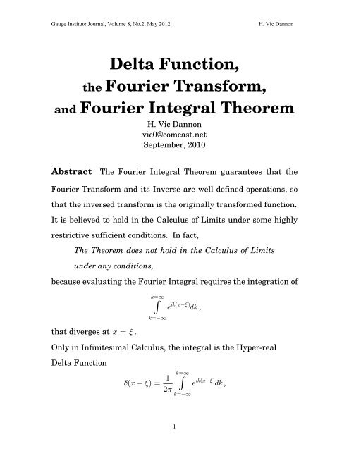 Delta Function - Gauge-institute.org