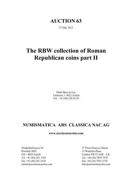 The RBW collection of Roman Republican coins part II