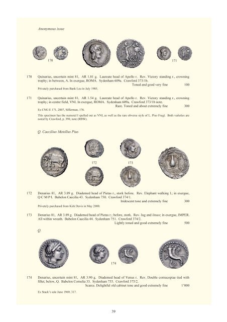 The RBW collection of Roman Republican coins part II