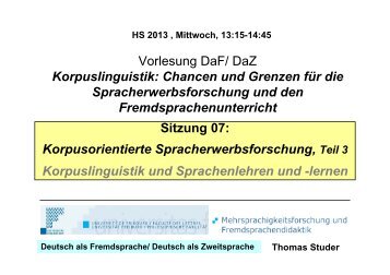 Vorlesung DaF/ DaZ Korpuslinguistik: Chancen und ... - Moodle 2