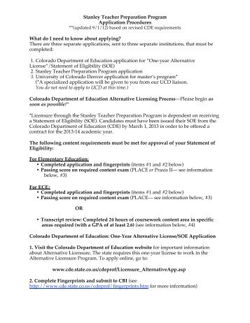 Application Process Checklist - Stanley British Primary School