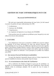 GESTION DU PARC INFORMATIQUE D'UN CDI - Archive-EduTice