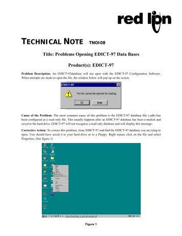 Problems Opening EDICT-97 Data Bases - Red Lion Controls