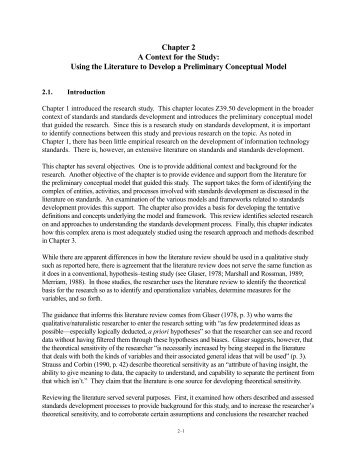 Chapter 2 A Context for the Study: Using the Literature to Develop a ...