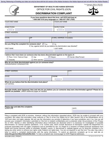 Discrimination Complaint Form - HHS Archive