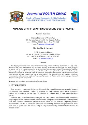 ANALYSIS OF SHIP SHAFT LINE COUPLING BOLTS FAILURE