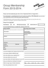 Group Membership Form 2012-2013 - Early Years