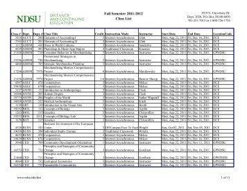 Fall Semester 2011-2012 Class List