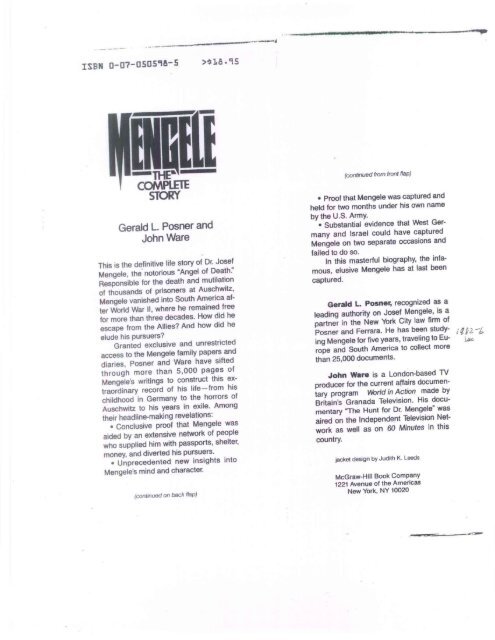 MENGELE The Complete Story