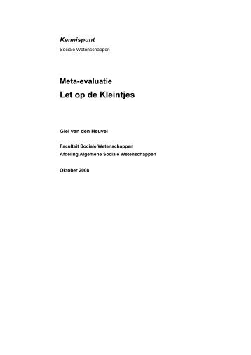 Meta-evaluatie Let op de Kleintjes - Universiteit Utrecht